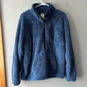 Victoria Secret PINK Blue Teddy/Sherpa 1/4 Zip Pullover Size Medium